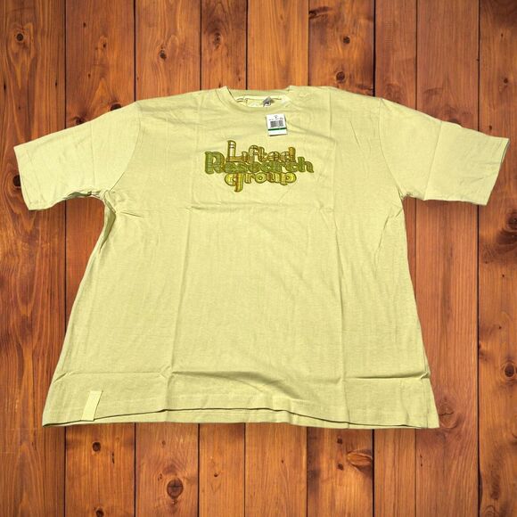 NWT LRG Lifted Research Group Cream Color Graphic T-Shirt Sz Large Embroidered - Picture 1 of 9